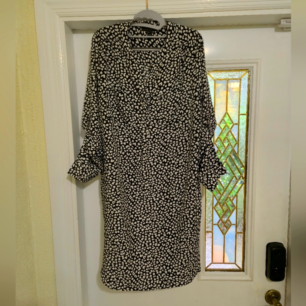 Attention Black and White Long Sleeve Dress